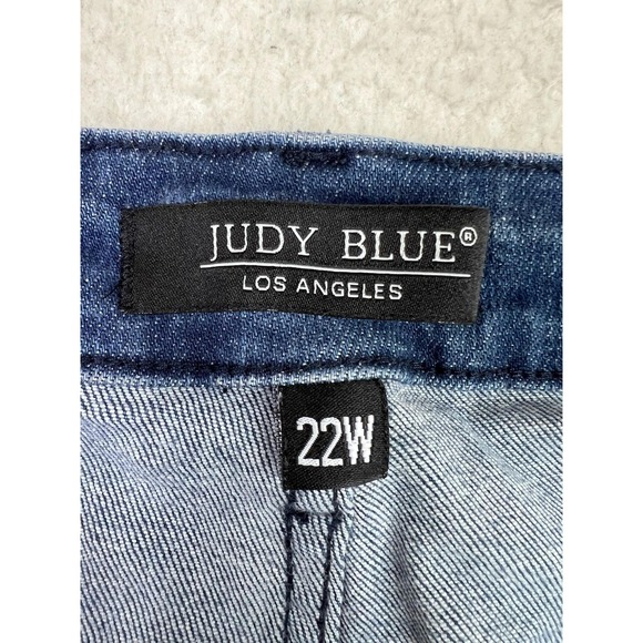 Judy Blue Crop Jeans Womens 22W Blue Dark Wash High Rise Raw Hem Stretch Denim - Picture 6 of 13